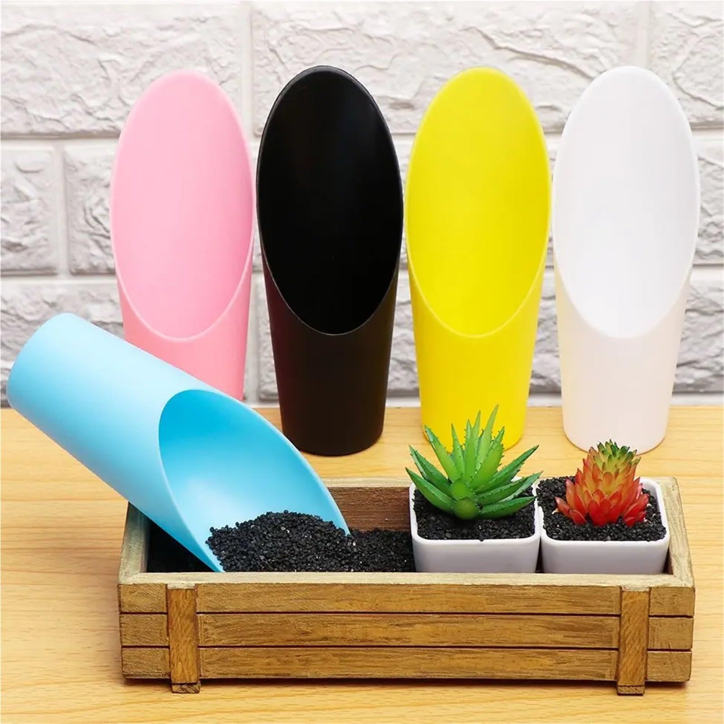 Bonsai Soil Scoop 6PC Plastic Soil Shovel Cup for Garden Spade Cultivation Bucket Potted Bonsai Fleshy Plant Mini Home Gardening Tools(Coffee)