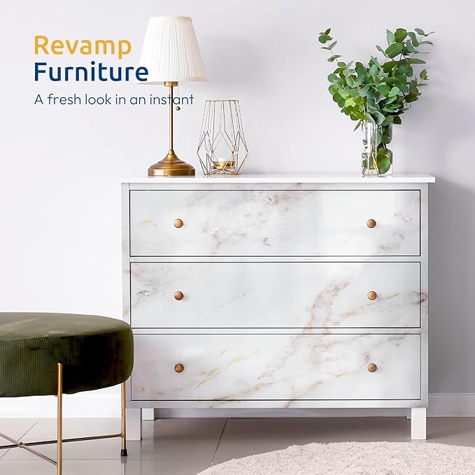 rabbitgoo Glossy Marble Contact Paper Peel and Stick Wallpaper 17.5" X 78.7"