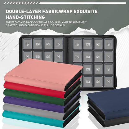 16 Pocket Toploader Binder,Holds 640 Top Loaders,Top Loader Binder for 3" x 4"Rigid Cards,Sleeves Card Collection Binder,20 Double Sided Pages,Compatible with Trading & Sports Holder (16Dark Grey)
