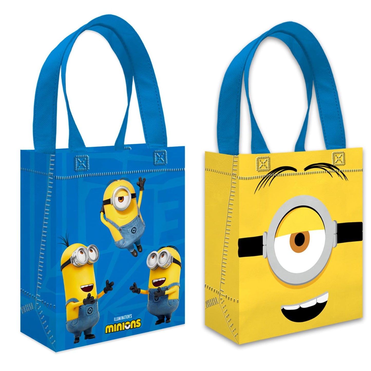 Minions Party Favor Bags Set – 24 Pack 8" Despicable Me Goodie Bags for Kids Bulk Reusable Mini Totes | Despicable Me Minions Birthday Party Supplies
