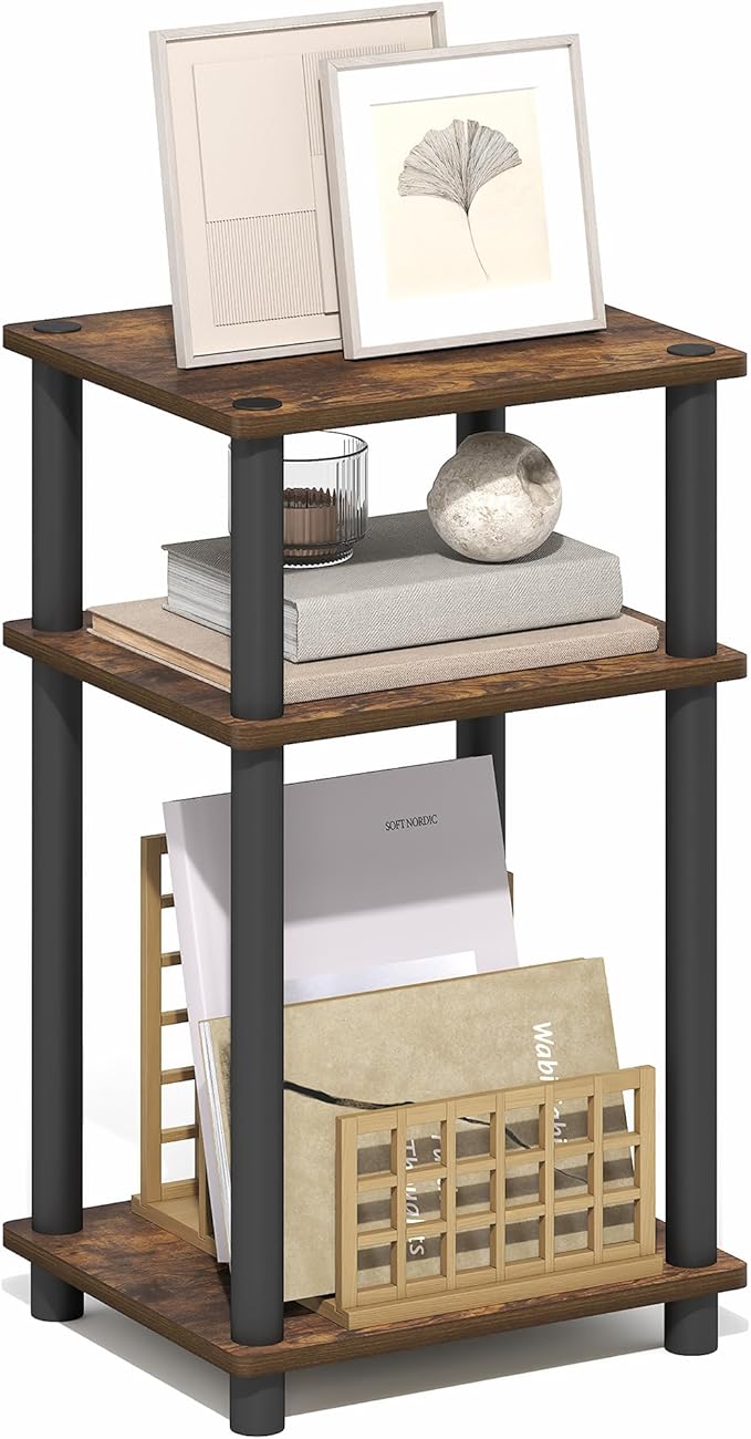 Furinno Turn-N-Tube Side Table, 3-Tier End Table
