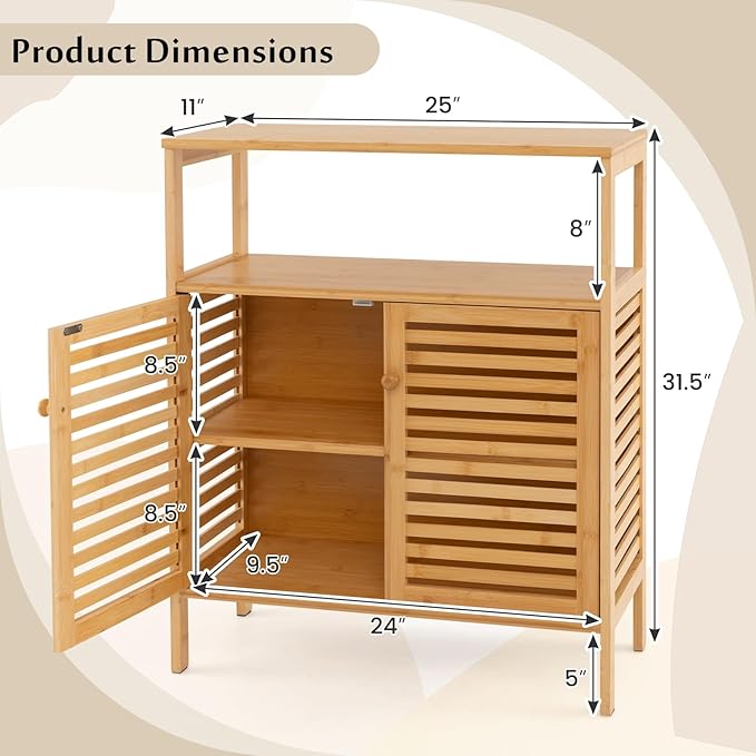 Giantex Storage Cabinet, Bamboo Bathroom Floor Cabinet