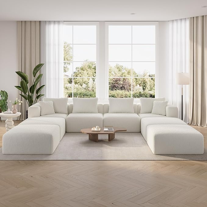 Novilla 141" Modular Sectional Sofa, Modern Cloud Sectional Couch