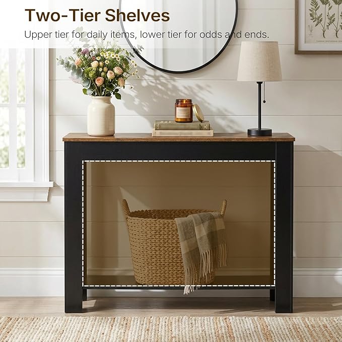 YATINEY Farmhouse Console Table, 39.4'' Small Narrow Entryway Table, Wood Couch