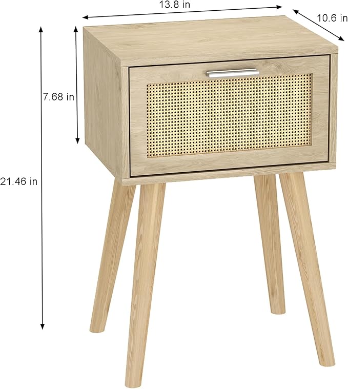 LAATOOREE Nightstand Set of 2, Small Bedside Table, Boho Side End Table
