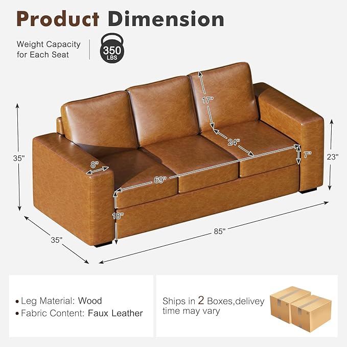 ABCASA Oversized 85" Sofa Couches
