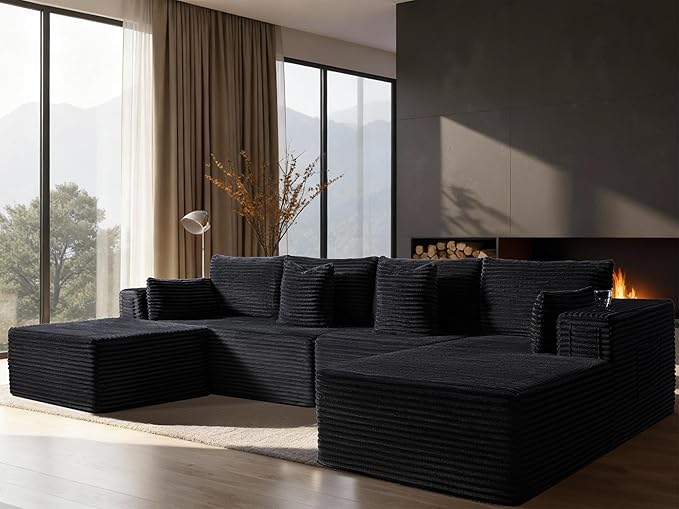 138" Cloud Sectional Couch, Comfort U Shaped Boneless Couch