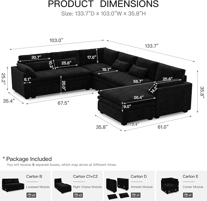 Belffin Large Modular Sectional Sofa