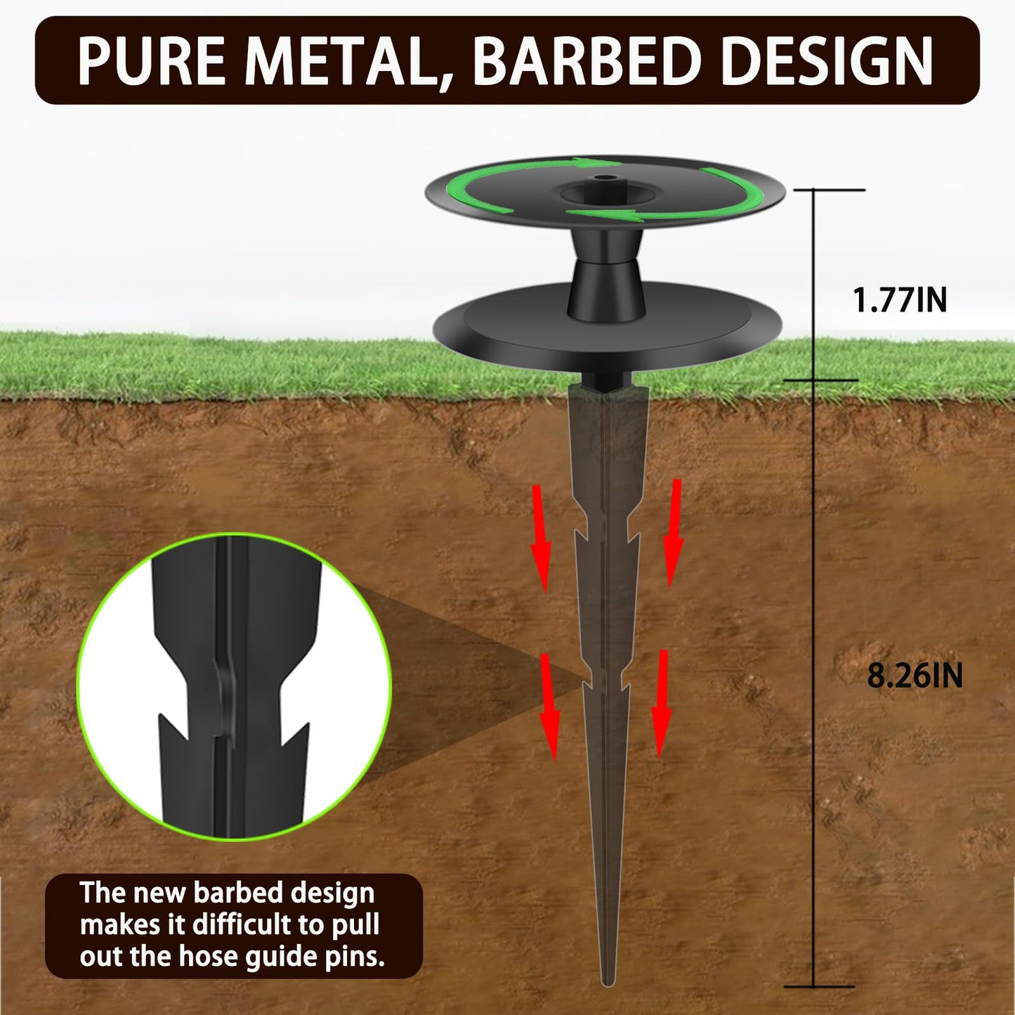 12PCS Metal Garden Hose Guide Spike, Hose Guides for Garden Heavy Duty, Cast Iron Garden Hose Guides for Outside, Rustproof Coated Hose Guide Stakes for Lawn & Yard, Plant & Flower Bed Protection