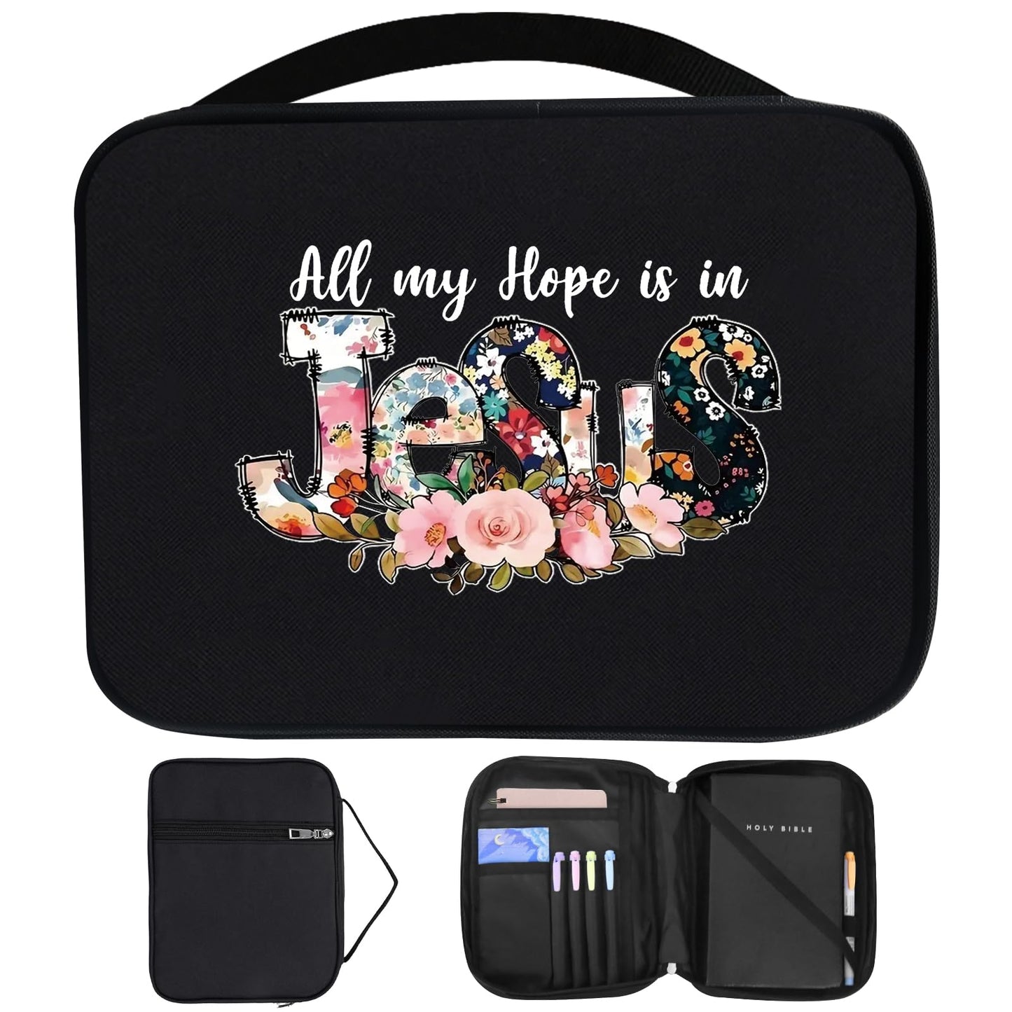 Bible Bags for Women Bible Study Supplies Book Covers with Zipper for Journaling, Bible Cover Case for Men, Organizer Tote Carrying Case with Strap Church Bags for Woman