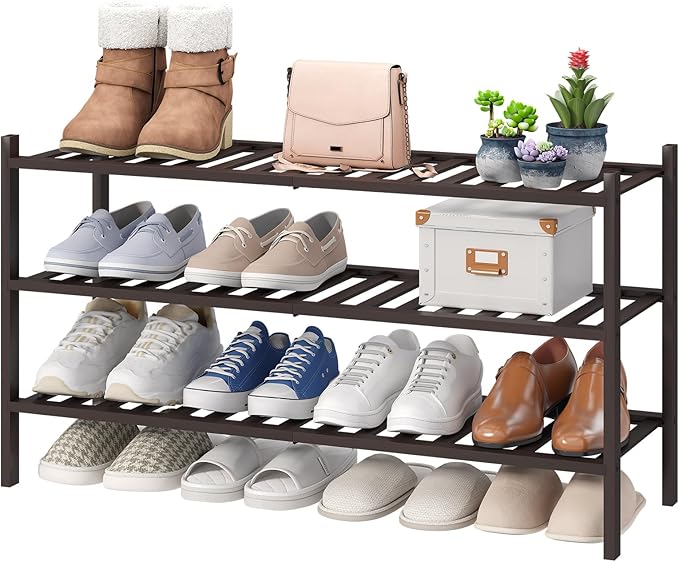 viewcare Long Shoe Rack, Bamboo Wood Shoe Rack