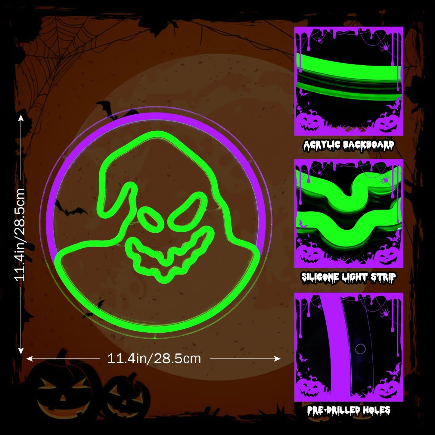 FuugZze Halloween Neon Sign Halloween Neon Lights for Bedroom Ghost Led Signs for Christmas Birthday Presents