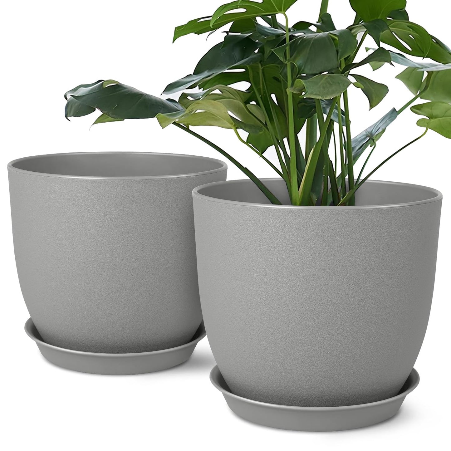 Plant Pots 8 Inch Set of 2, Flower Pots with Multi Mesh Drainage Holes