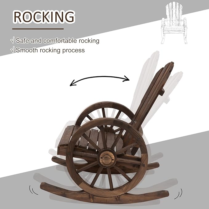 Outsunny Wooden Rocking Chair, Adirondack Rocker Chair w/Slatted Design and