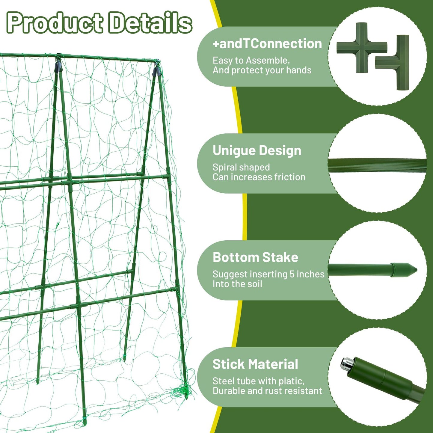 PHENEAHILL Compact A-Frame Plant Trellis for Peas, Beans & Small Climbing Plants - Rust-Resistant, Easy to Assemble, Lightweight Steel, Ideal for Raised Beds & Container Gardens(31" W x 47" H)