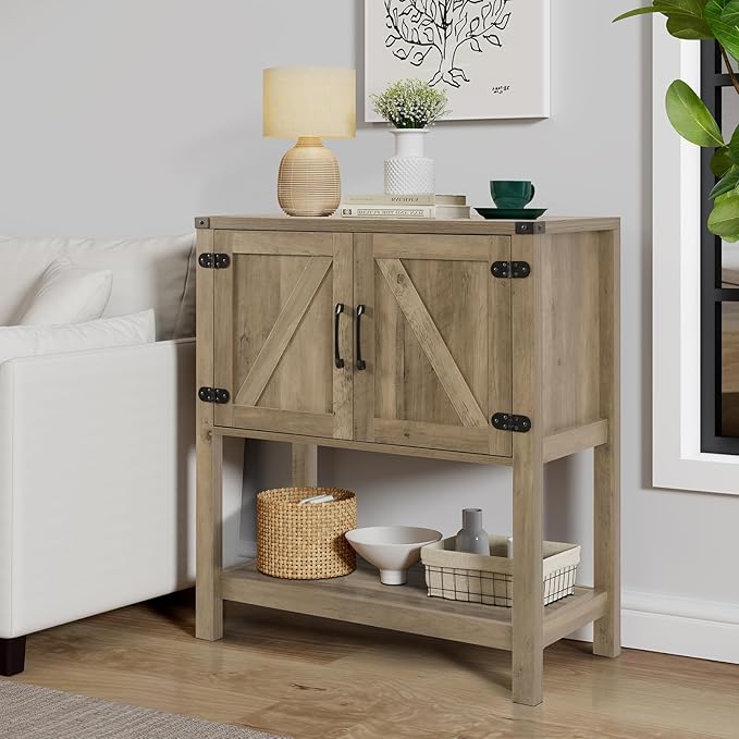 Mufico Sofa Table Console Table, Coffee Bar Cabinet, 31.5 L x 13.8 D x 34.65 H