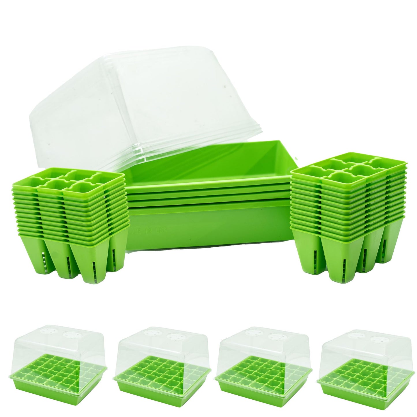 Bootstrap Farmer Countertop Seed Starter Kit in Green, Reusable 1010 Tray Bundle with Inserts and Humidity Dome