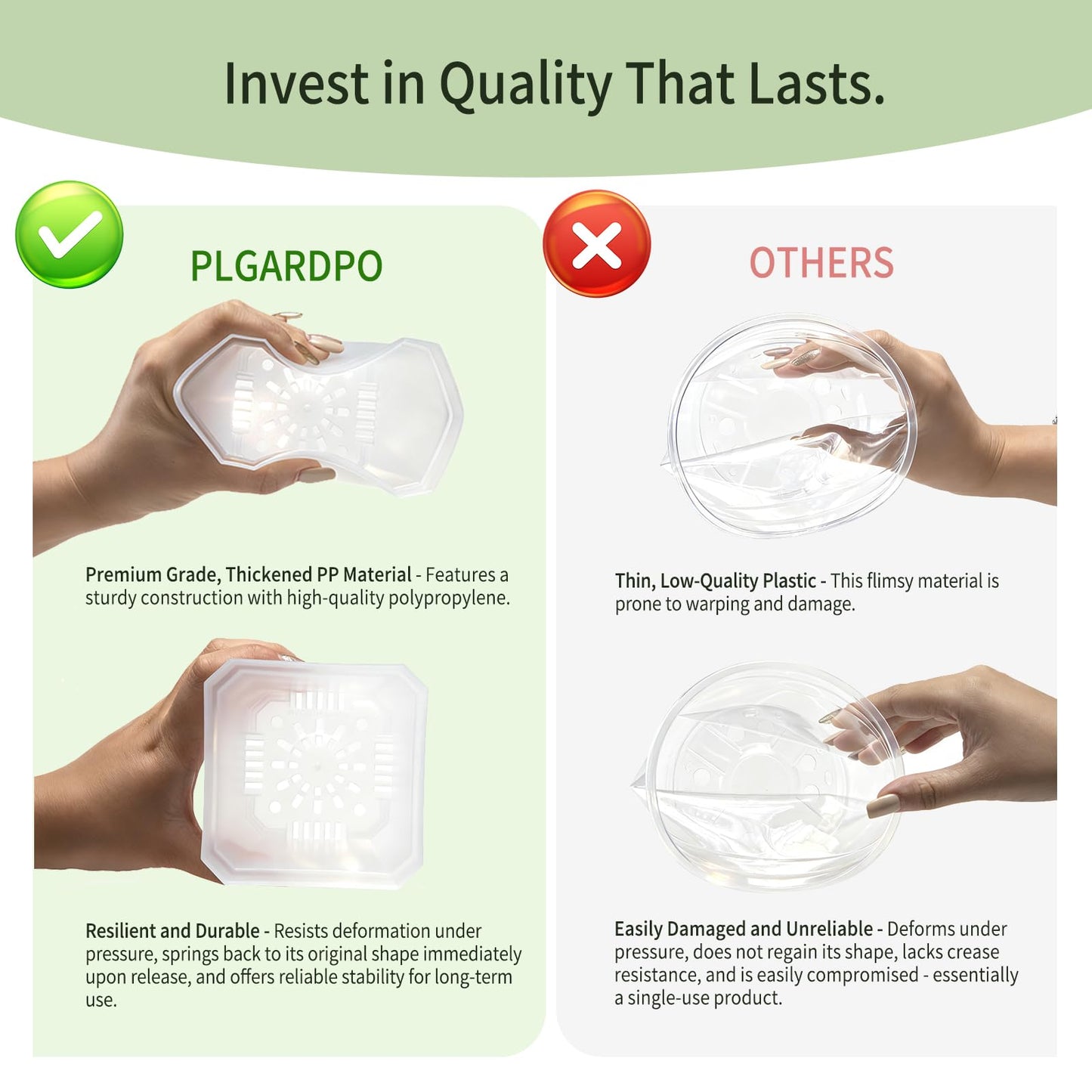 Plgardpo 4 Inch Clear Nursery Pots for Plants, 30 Pcs Square Plant Pots, Small Flower Pots for Plants, Hard Planters for Indoor Plants