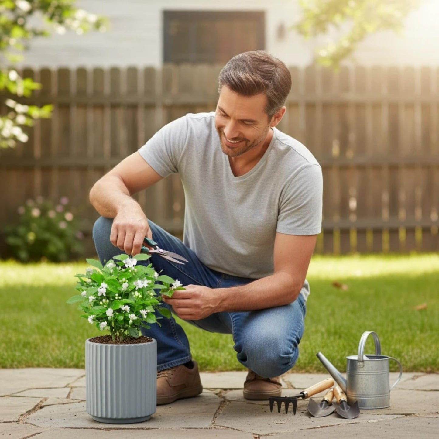 Flowers and Succulent Plant Pots, Ceramic flower Pots and Drainage Hole, Bonsai Planter Large Flower Pots for Indoor Outdoor Use for Home Office Garden Decoration,Plants not included (Blue)