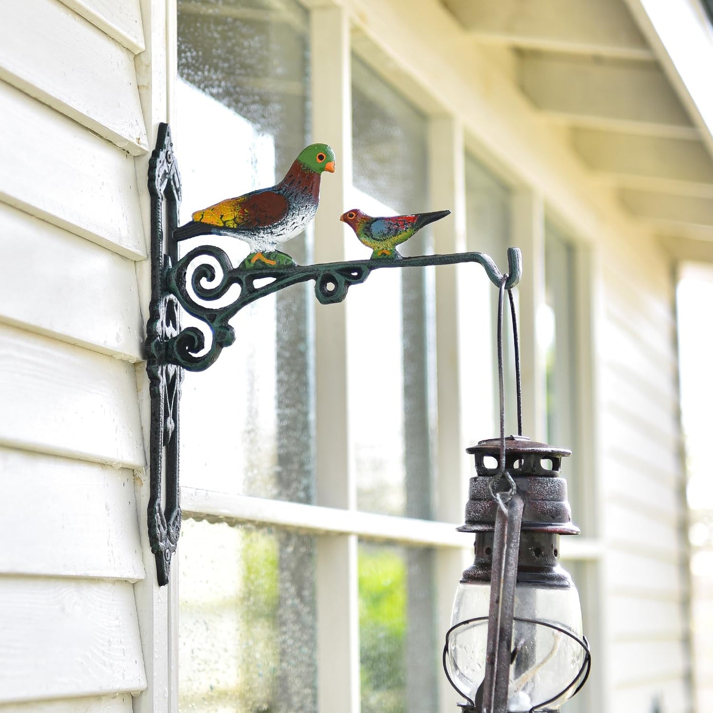 Sungmor Cast Iron Hanging Plant Bracket, 2 Pack Heavy Duty Hanging Basket Brackets, 10" Deep Outdoor Wall Plant Hangers, Decorative Garden Hooks for Flower Basket Bird Feeder Wind Chime Solar Light