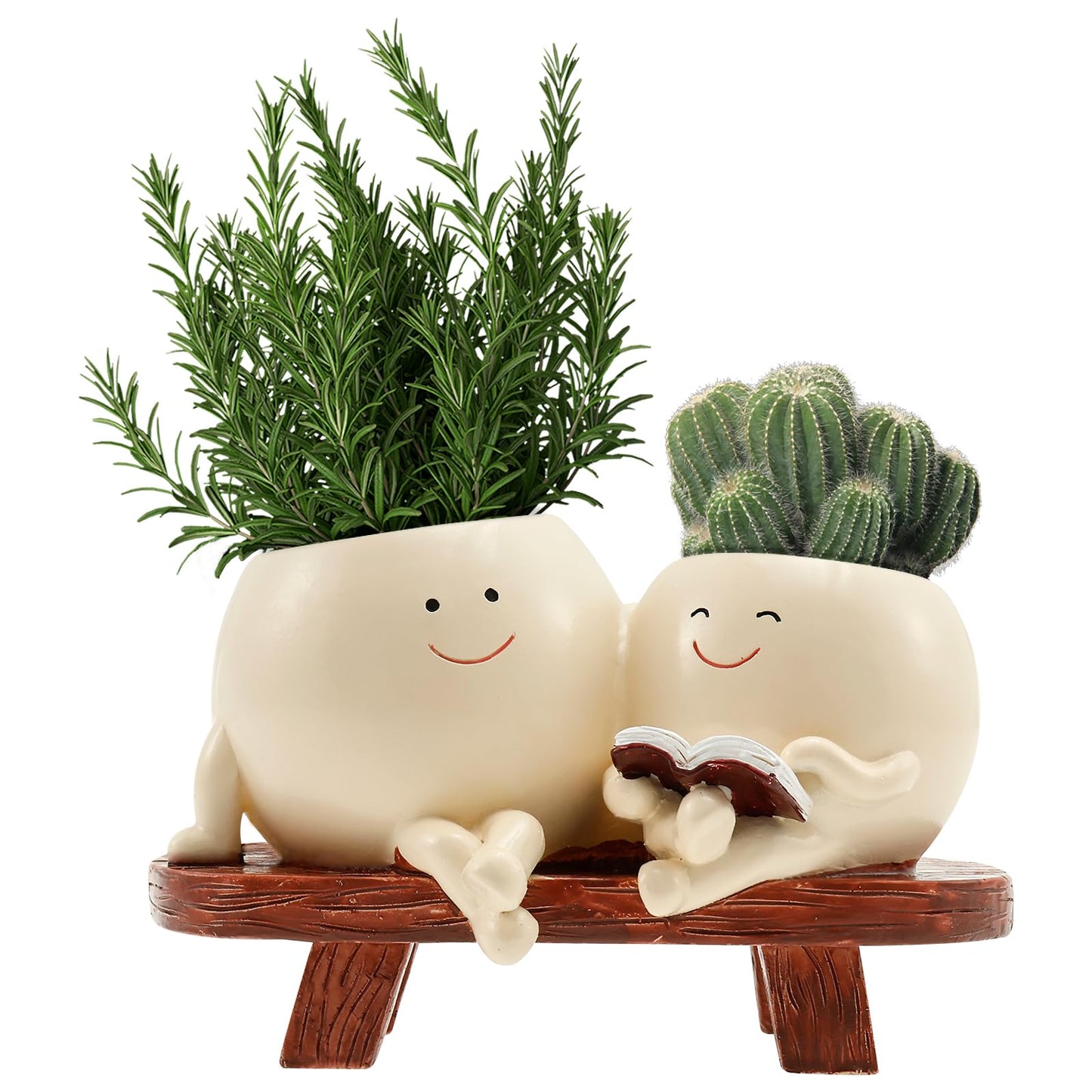 PTMTFYL Face Planter Pot, Flower Head Planter, Cute Resin Smiling Plant Pot with Drainage Hole, Chair Succulent Pots for Indoor and Outdoor Plants, Gift Ideai for Appreciation Christmas