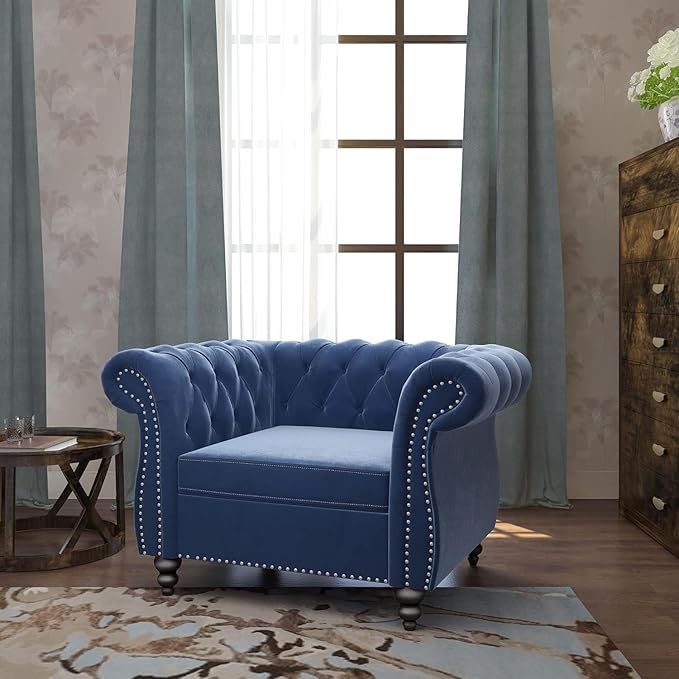 Mid-Century Sofa Chair, Velvet Accent Chair