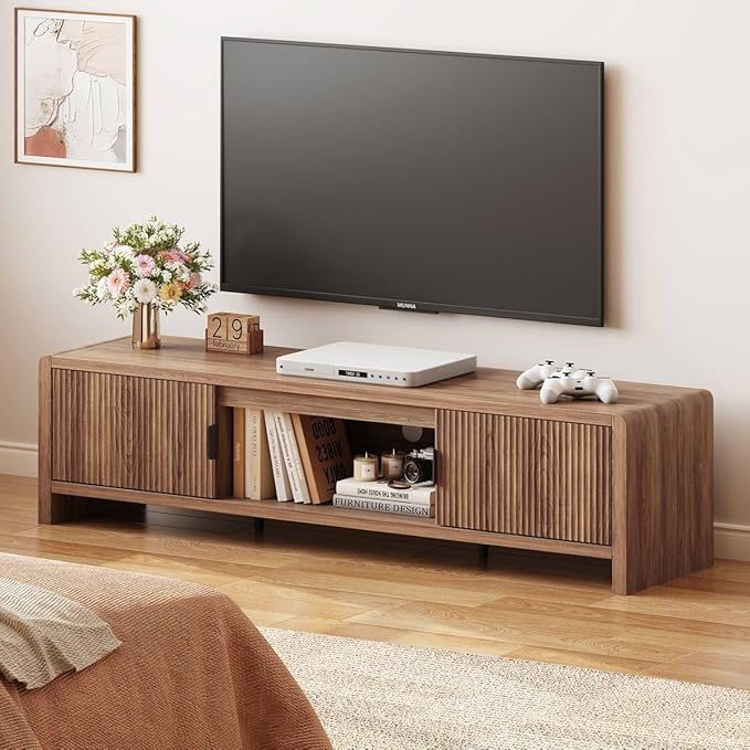 FATORRI TV Stand for 75/65/55 Inch TVs, Farmhouse Entertainment Center