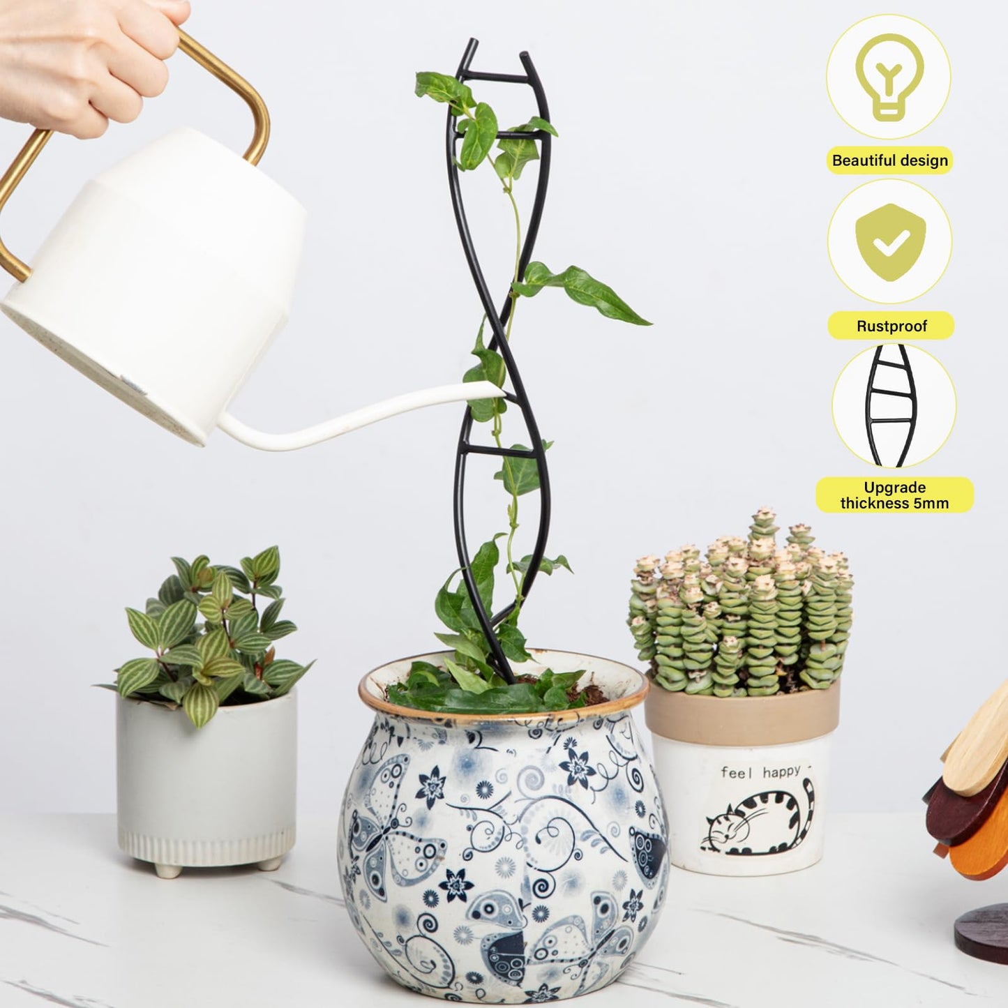 Goooxim DNA Spiral Plant Trellis Indoor - Durable Metal Trellis for Potted Plants, Perfect for Small Houseplant Pots, Ideal for Ivy and Pothos, Space-Saving Vertical Support for Climbing Growth