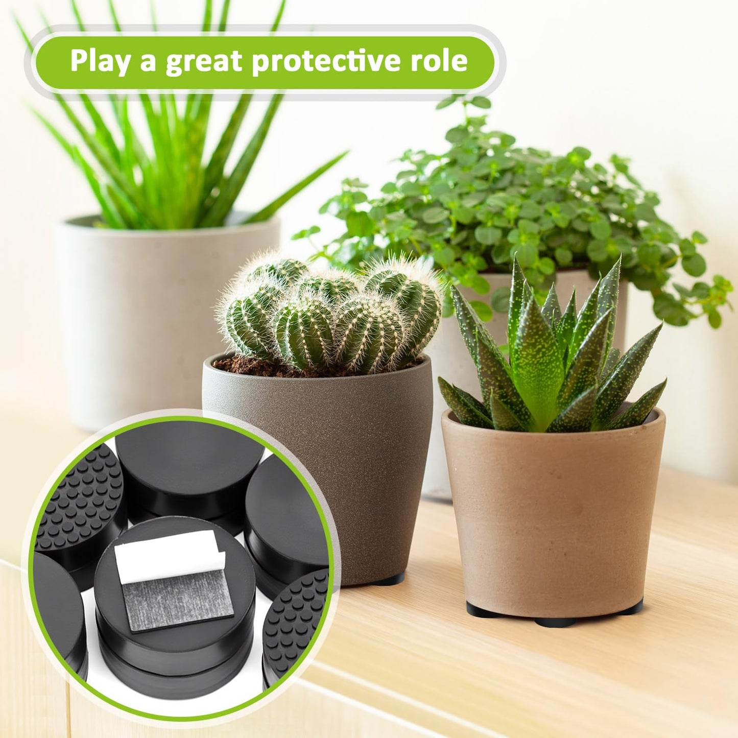 YUFDA 24 Pack Invisible Pot Feet with Enhanced Non-Slip Surface Grip Plant Pots and Flowers, Solid Rubber Pots Risers, Pot Lifters for Indoor or Outdoor Planters