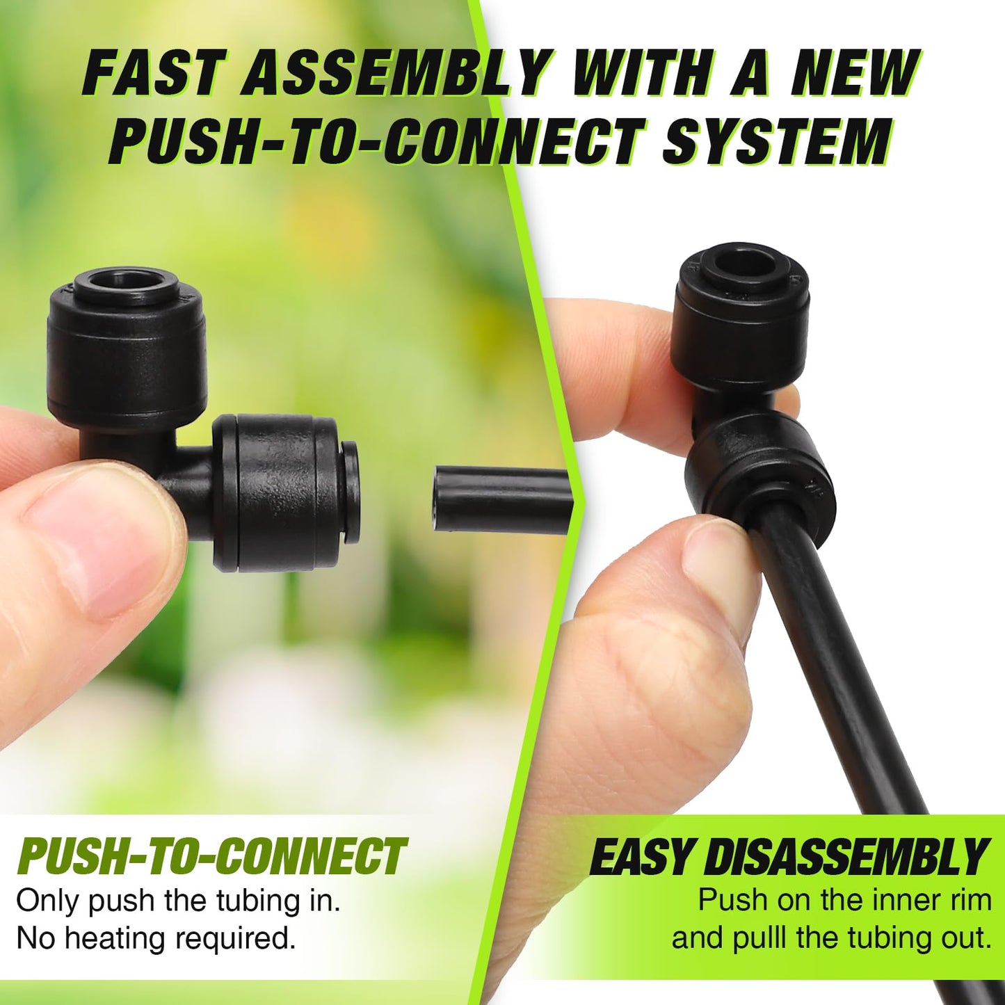Bonviee 1/4 Inch Push-to-Connect Elbow Connectors, 24 Pack – 90° Drip Irrigation Elbows for Lawn, Garden, Greenhouse