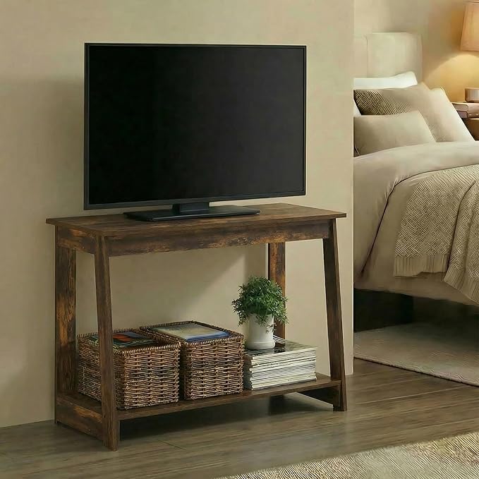 Furinno Beginning TV Stand, 2-Tier Rectangular Entertainment Center