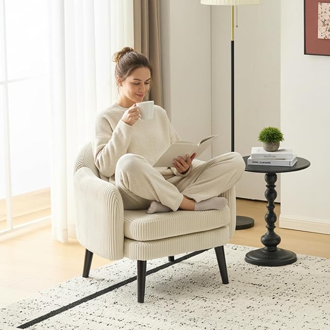 VINGLI 30.3" Wide Modern Barrel Accent Armchair