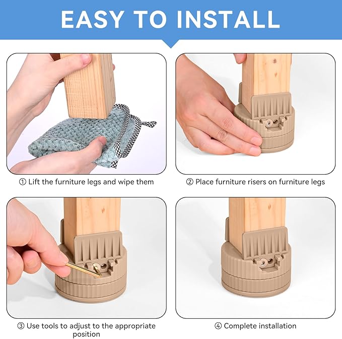 4 Pack Heavy Duty Bed Risers