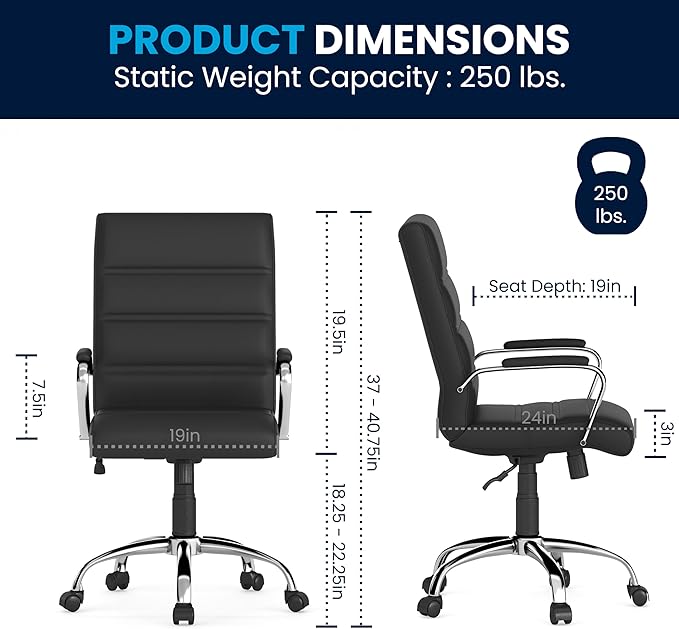 Flash Furniture Whitney Mid-Back Swivel LeatherSoft Desk Chair