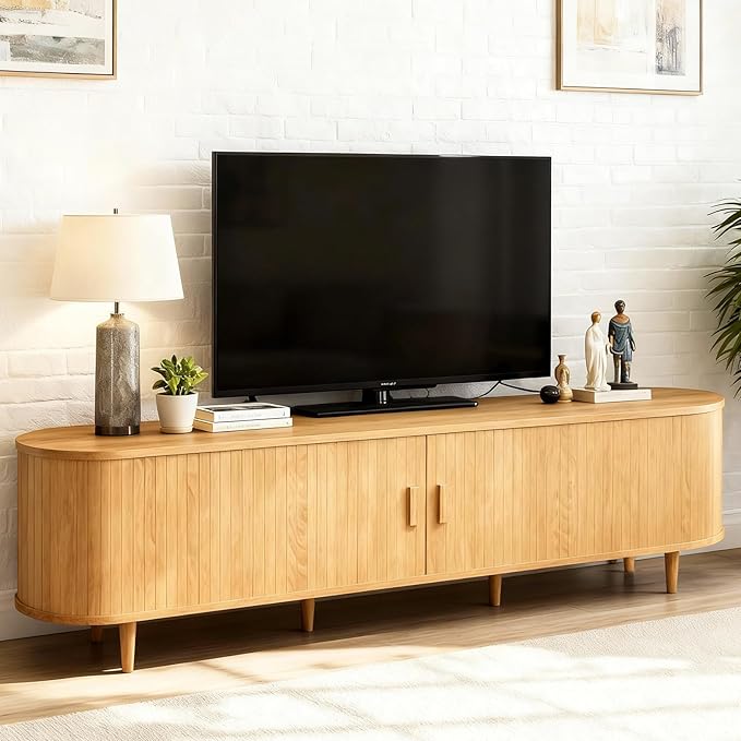 70" Mid Century Modern TV Stand, Wood TV Consoles