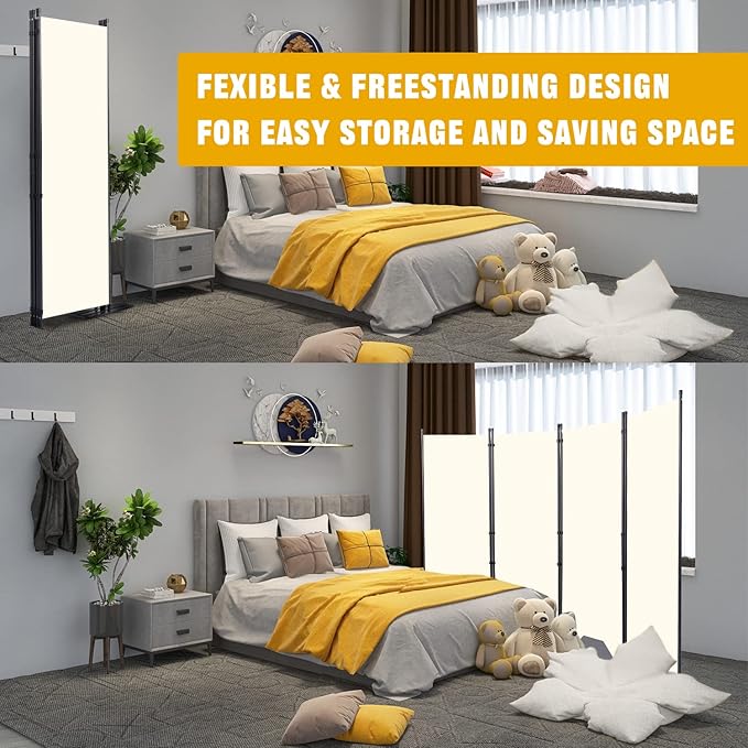 Room Divider 6FT Portable Room Dividers and Folding Privacy Screens, 4 Panel