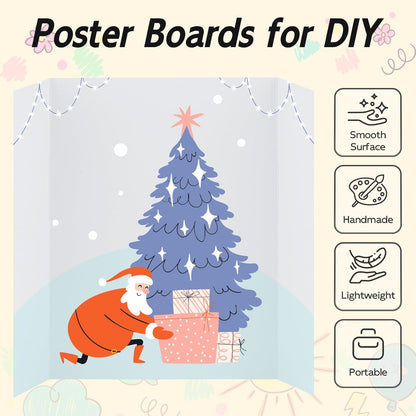 4 Pack Trifold Poster Board, 16x24 Inches White Presentation Board, Portable Display Board for Science Fair, School DIY Project and Business Exhibitions