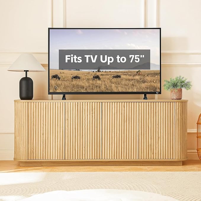64'' Fluted TV Stand for TVs up to 75'', Modern Long Media Console