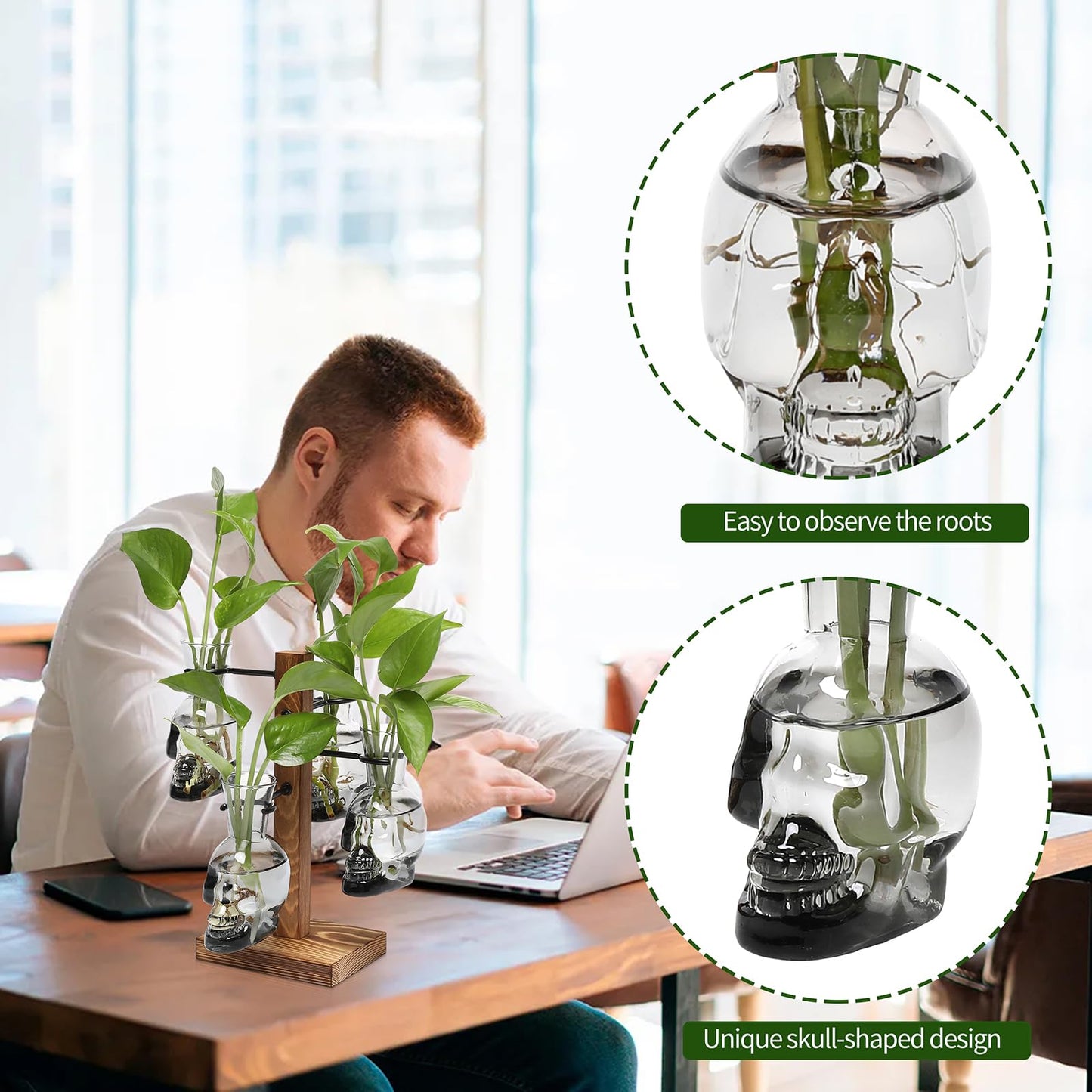 Plants Propagation Stations Skull Glass Propagation Birthday Gift for Women Garden Plant Lovers - 4 Skull