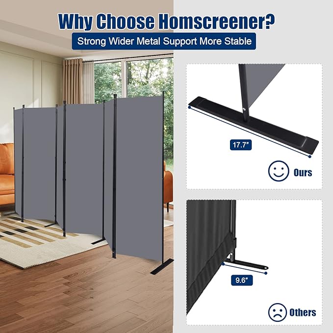 Room Divider 6FT Portable Room Dividers and Folding Privacy Screens, 6 Panel