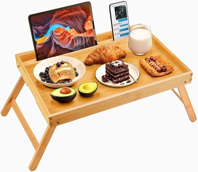 Bamboo Bed Tray Table, Large Breakfast Tray
