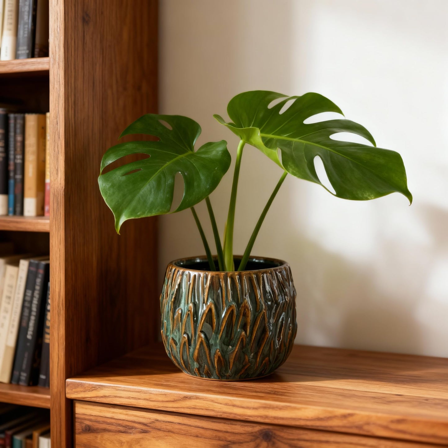 YIOXIN Ceramic Planter,Small Planter,Cute Succulent Garden Pot,Indoor and Outdoor Universal Plant Pot,Small Pot Without Drainage Hole,Home and Office Decoration, (Dark Green)