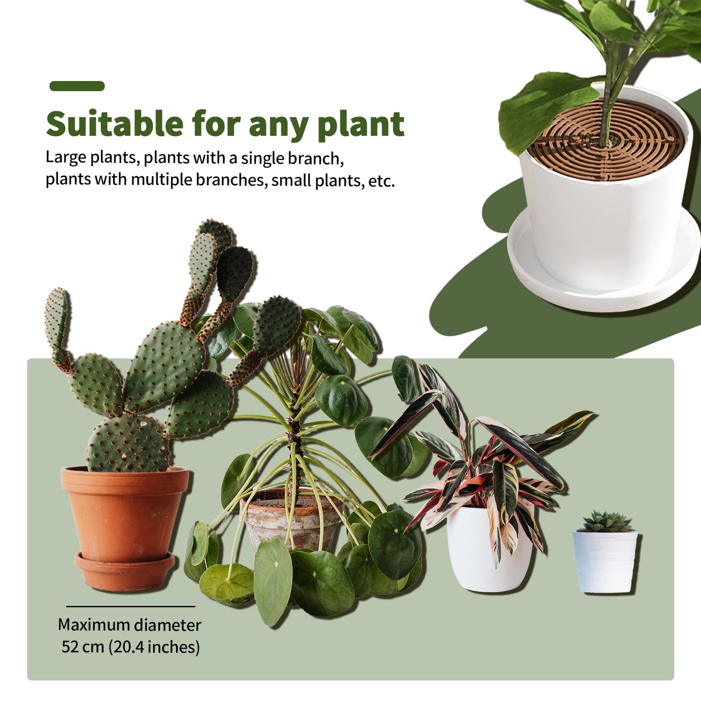 Fkereg 20.5 Inch Large Round Plant Pot Grid Cover, Cuttable Flower Pot Soil Covers Protectors from Animals, Dog Cat Digging Stopper with Deep Stakes for Indoor Outdoor Gardening (Coffee)