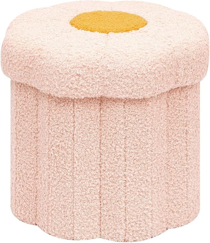 B FSOBEIIALEO Storage Ottoman Foldable, Sunflower Shaped Small Footrest