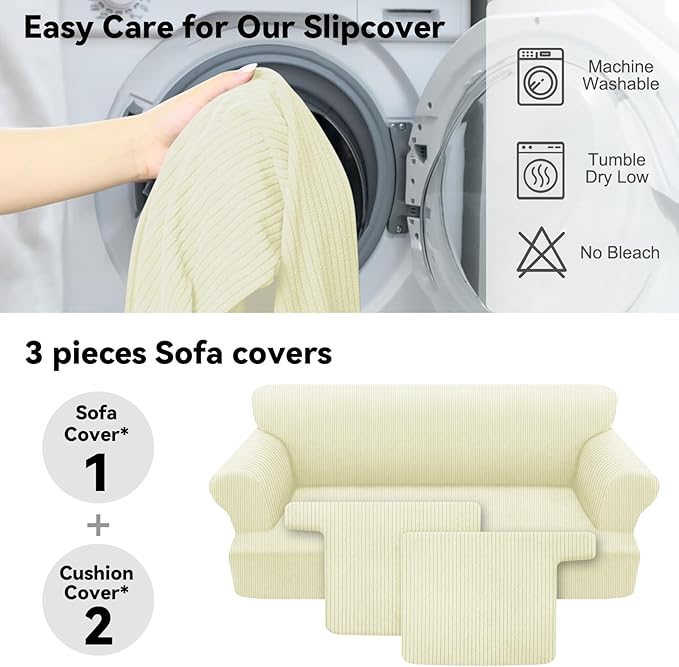 Waterproof Couch Cover 3-Piece Set Striped Sofa Slipcovers
