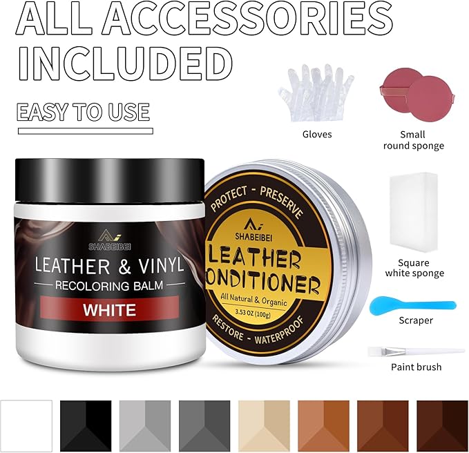 Leather Recoloring Balm with 100ml Mink Oil, Car Seats, Dye & Restorer
