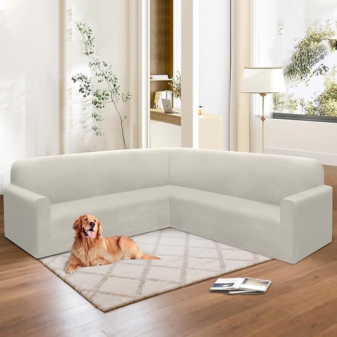 HDCAXKJ Corner Sectional Couch Covers Velvet Stretch L Shape Sofa Cover Soft