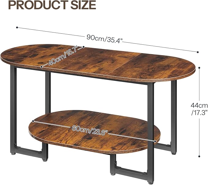 HOOBRO Coffee Table for Living Room, Oval Small Coffee Table
