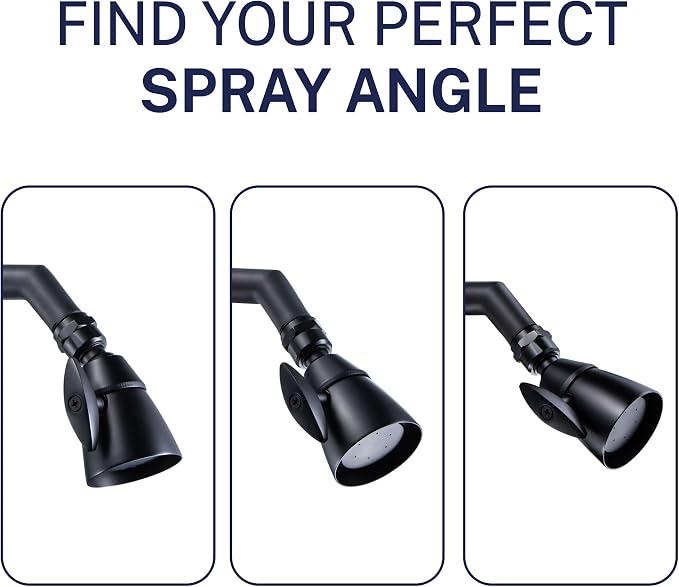 HammerHead Showers® Solid Metal 2 Inch High Pressure Shower Heads - MATTE BLACK – 2.5 GPM Shower Heads High Pressure - High Flow Shower Head with ADJUSTABLE SPRAY PATTERN - Fixed Shower Head