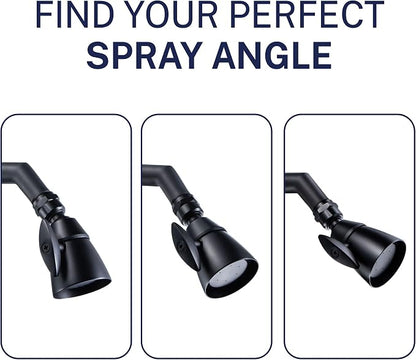 HammerHead Showers® Solid Metal 2 Inch High Pressure Shower Heads - MATTE BLACK – 2.5 GPM Shower Heads High Pressure - High Flow Shower Head with ADJUSTABLE SPRAY PATTERN - Fixed Shower Head